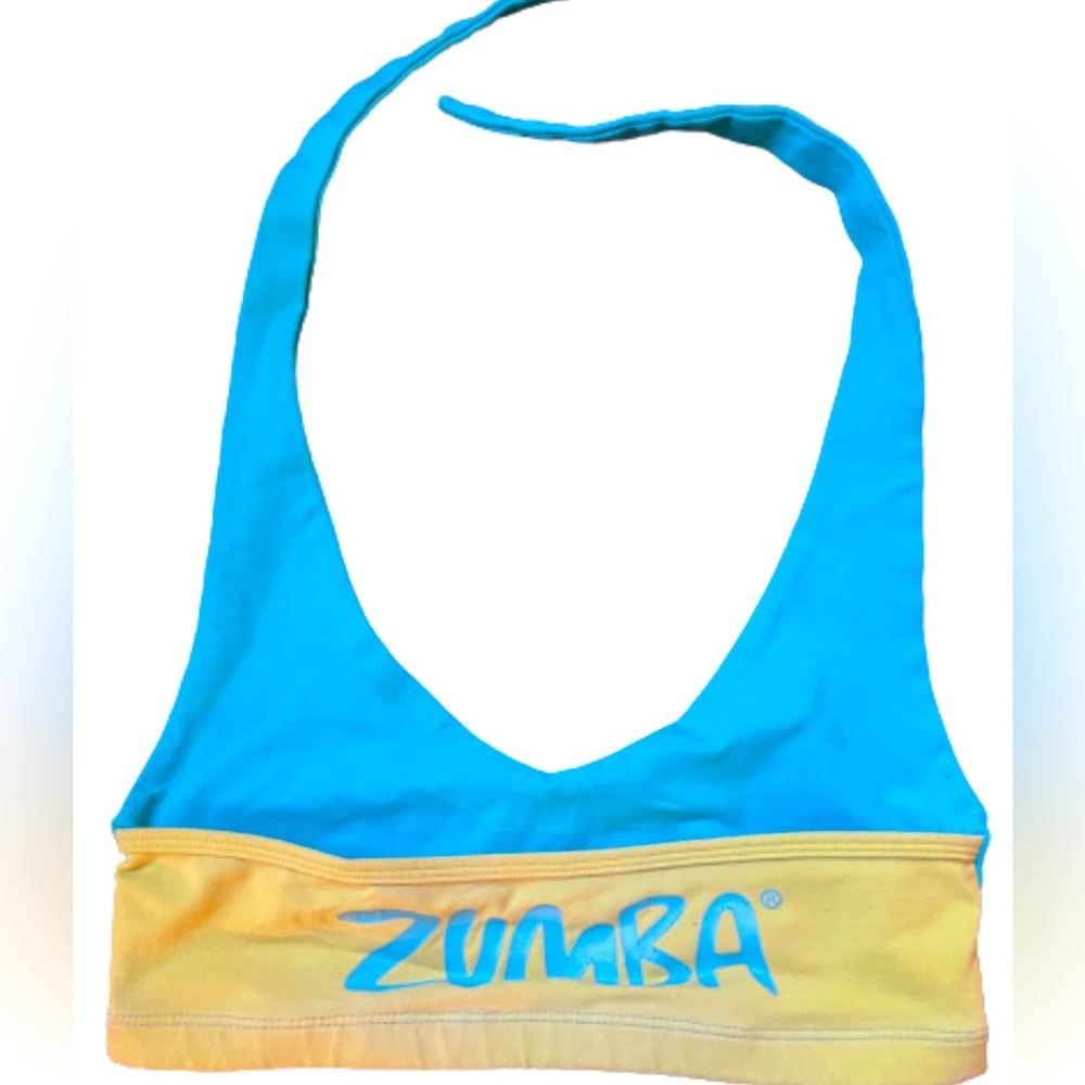 Zumba blue and green sports bra size Small